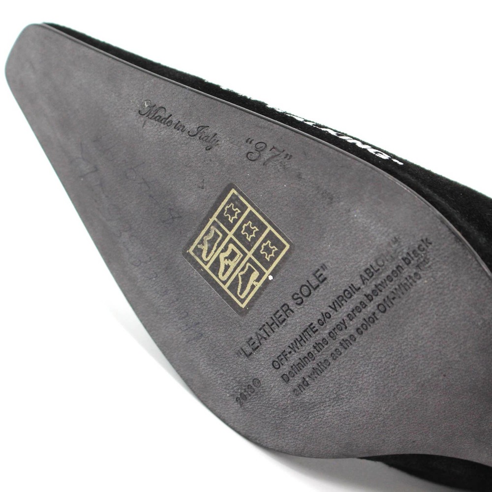 Off-White Virgil Abloh Black Suede For Walking Heeled Ankle Bootie 37 NEW Heels - Picture 7 of 8